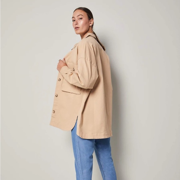 WOMANCE Beige Denim Jacket, Oversized Medium - Picture 4 of 14